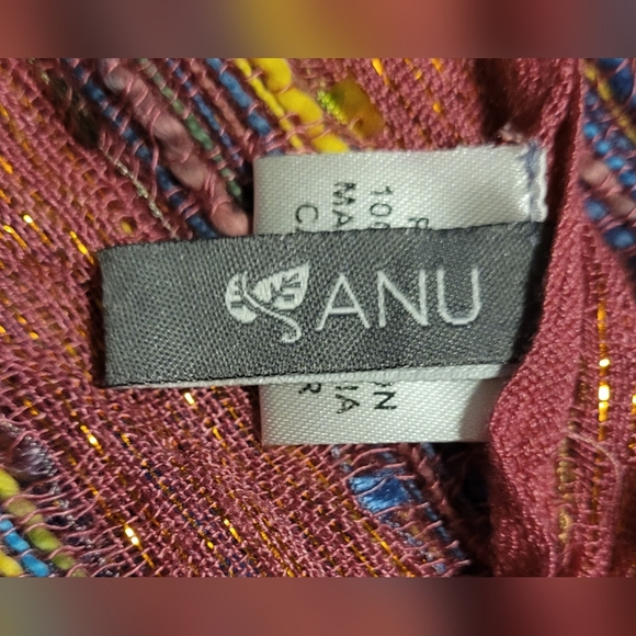 ANU Boho Metallic Striped 100% Cotton Fringe Scarf 72"x18" - Picture 6 of 8